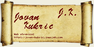 Jovan Kukrić vizit kartica